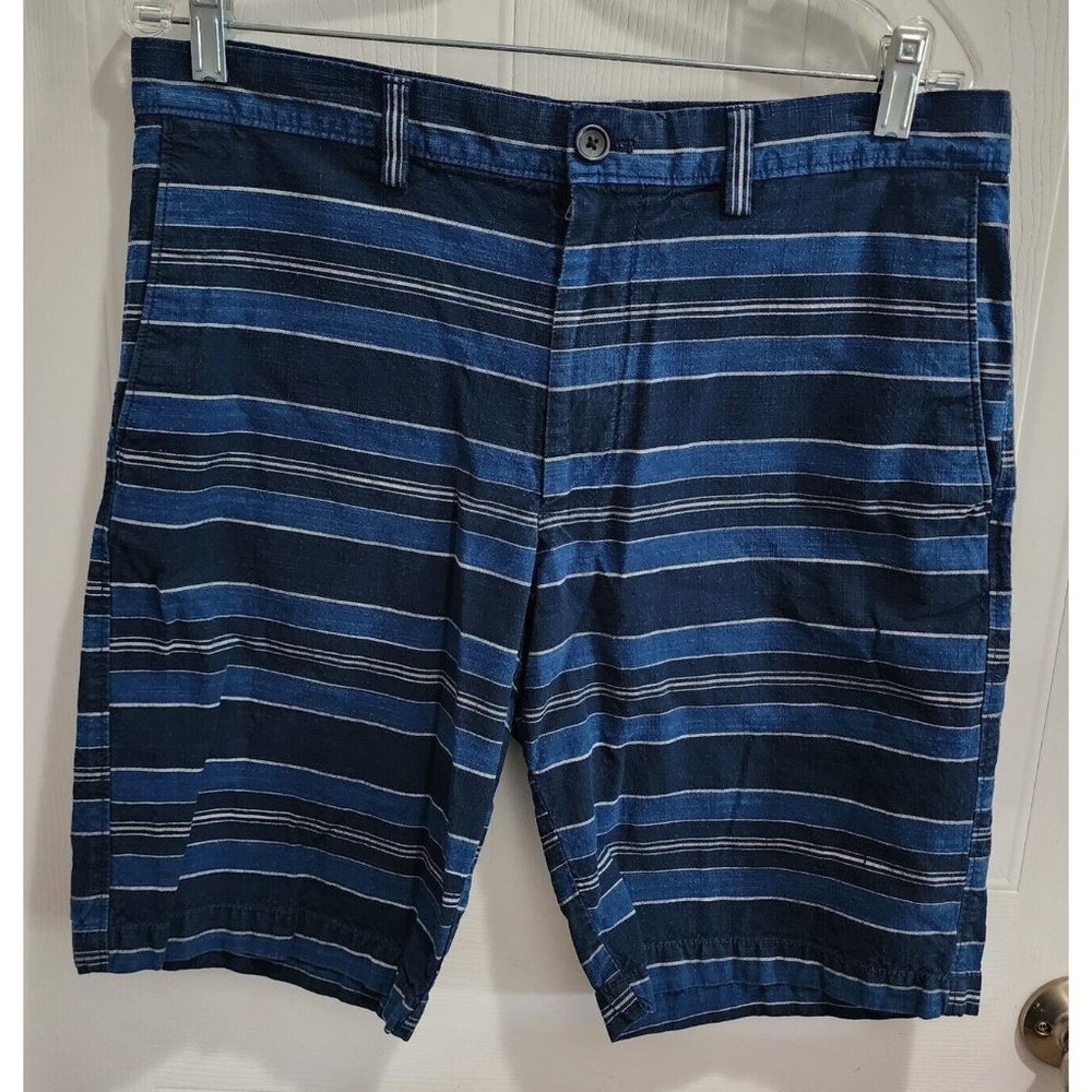Banana Republic Men's‎ Chino Flat Front Shorts Multi Blue Stripes Size 33